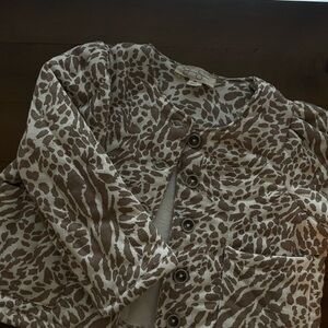 Jessica Simpson Beige & Brown Leopard Print Button quilted cardigan